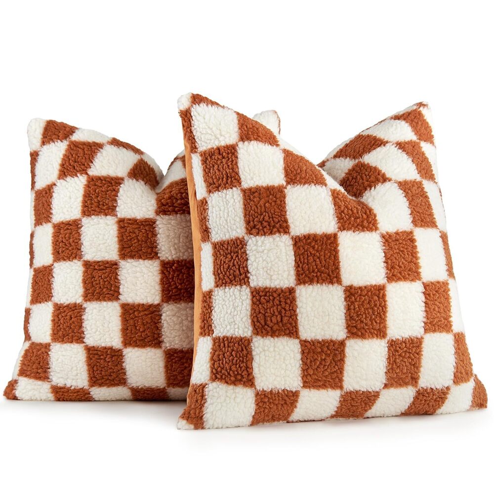 8598 Pack of 2 Decorative Throw Pillow Covers Checkerboard Luxury Super